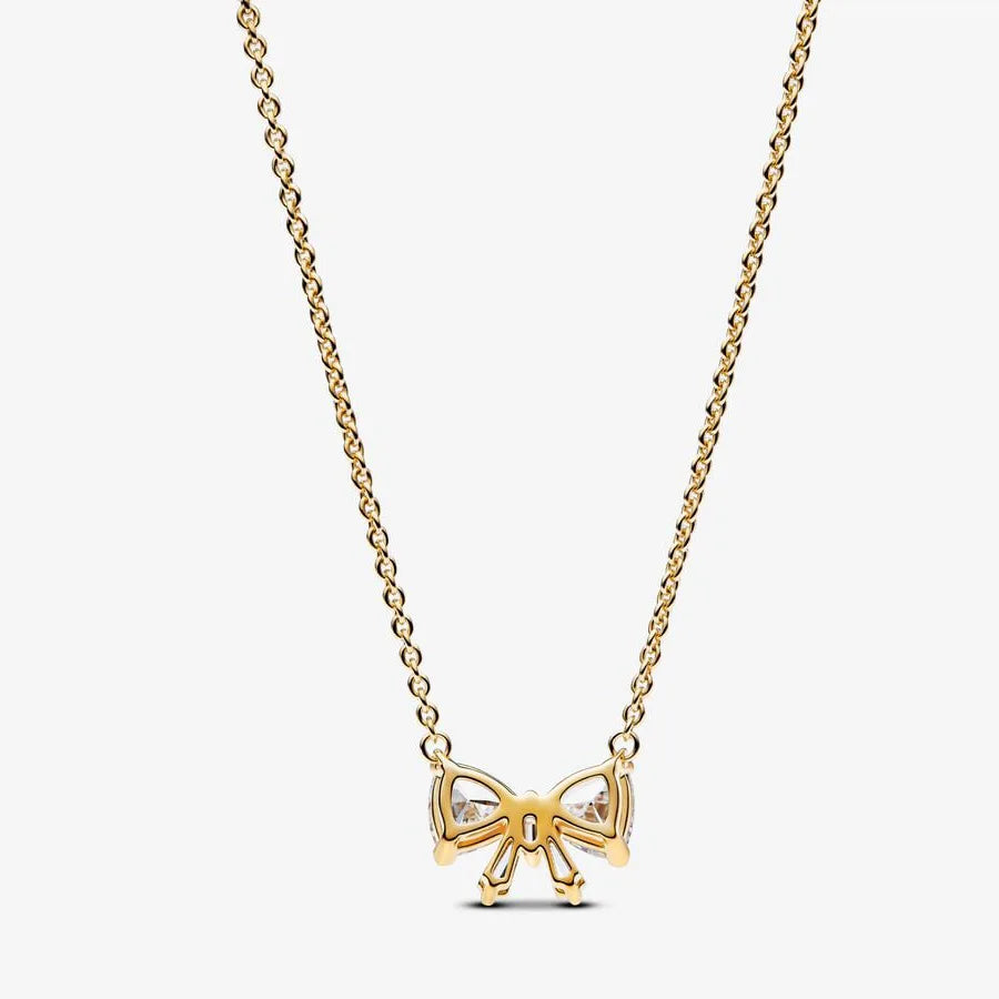 Sparkling Bow Necklace Gold