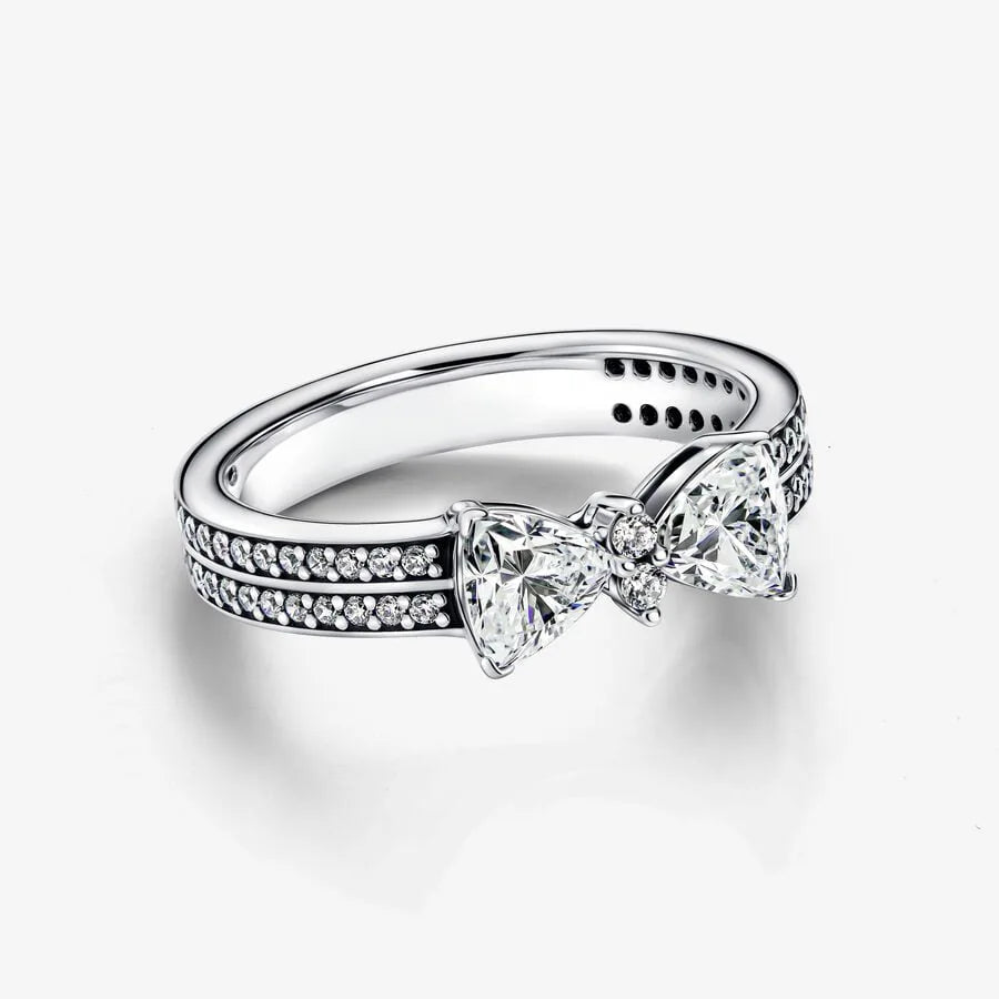 Sparkling Bow Double-row Ring