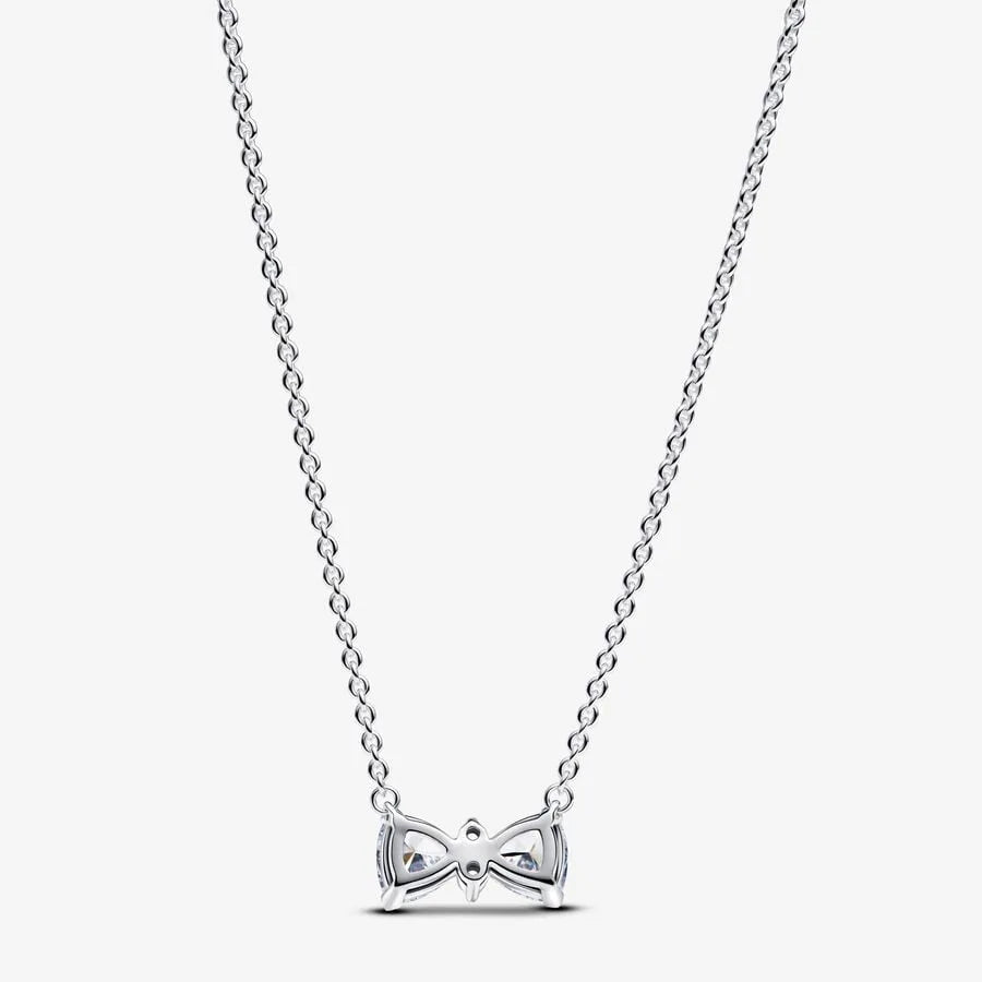 Sparkling Bow Necklace Silver