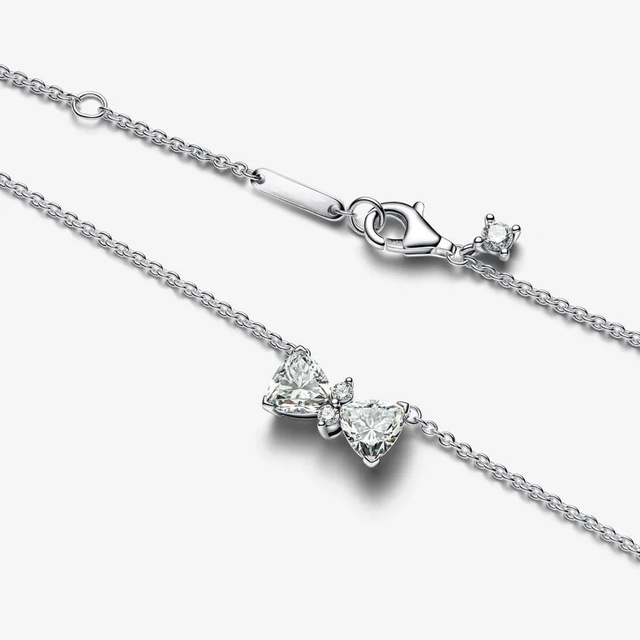 Sparkling Bow Necklace Silver